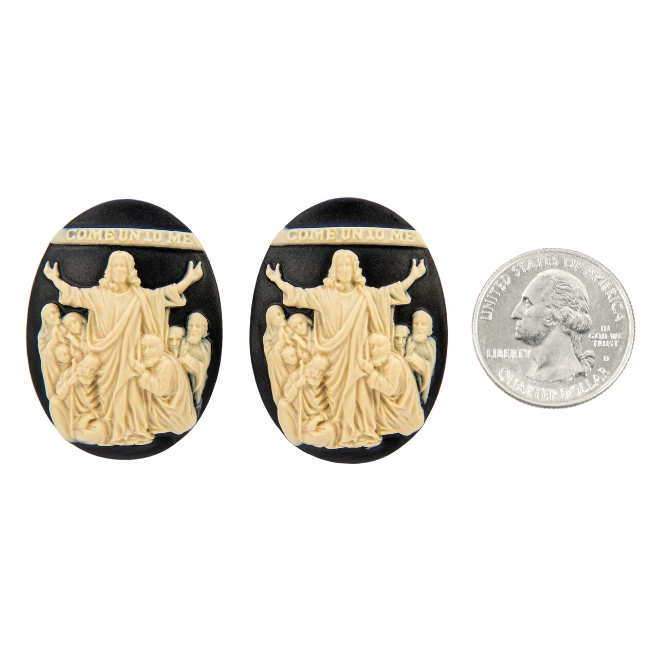 Two Black and Cream Jesus and Disciples 30x40mm Cameos *CAM352